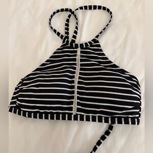 Xhilaration High-neck Bikini Top with criss-cross tie back Black and White